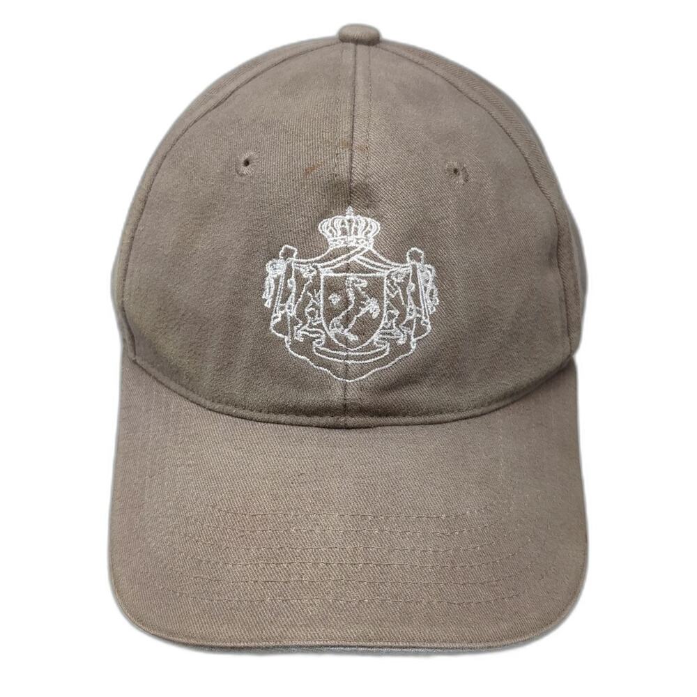 Ducit Supra Montes Baseball Cap Brown Heraldic Crest Latin Text Adjustable Hat